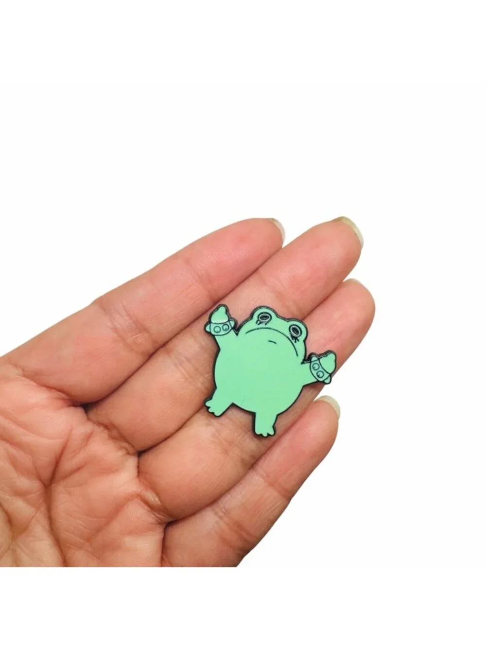 ⭐Enamel Pin Punk Frog Giving The Finger Broch GreenAnimal alloy Badge New Oz⭐